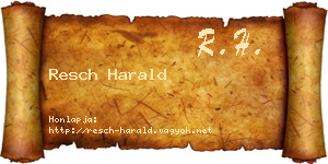 Resch Harald névjegykártya